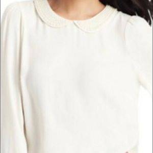 XL Loft Cream Blouse with Peter Pan neck line